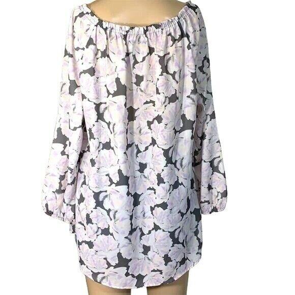 Apt 9 Womens Tunic Top Blouse Shirt Pastel Floral Print Silky Pullover Medium - Picture 4 of 8